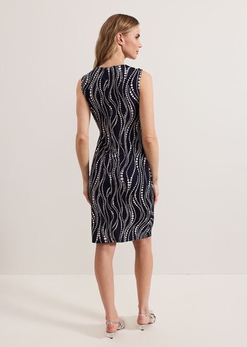 Phase Eight Josey Pearl Dress Navy/White Australia | OS7825139